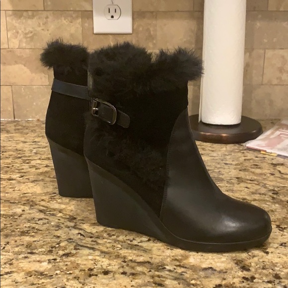 Aquatalia Shoes - Suede and leather wedge Italian boots